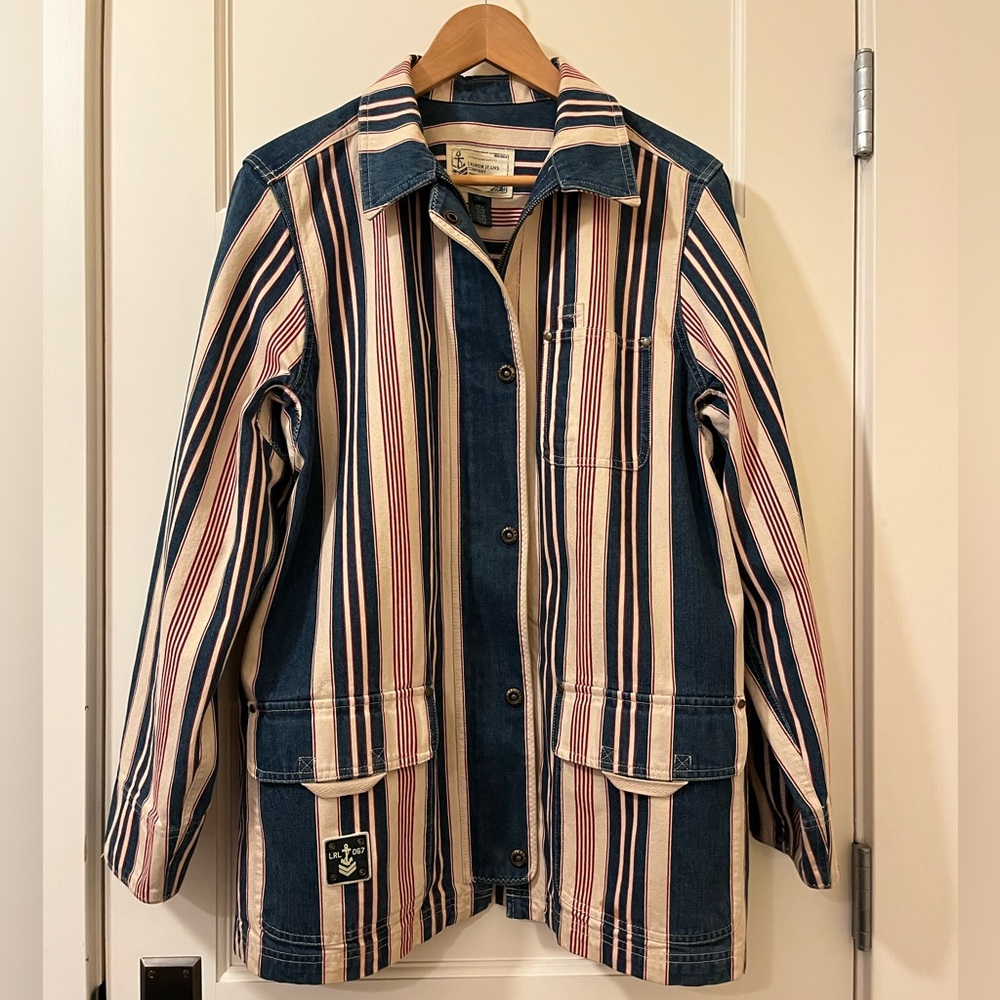 🇺🇸⚓️ Ralph Lauren Jeans Company • Vintage • Striped Denim Jacket • LRL 067